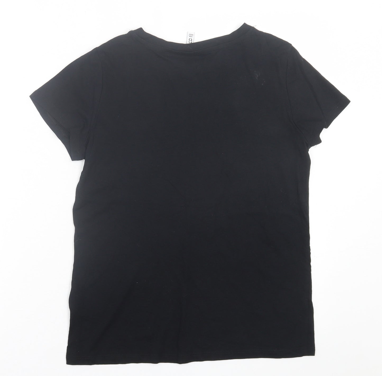 H&M Womens Black  Cotton Basic T-Shirt Size S Crew Neck