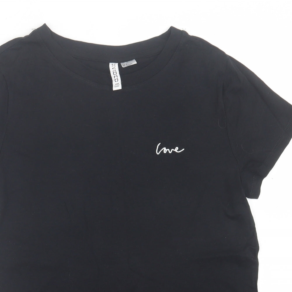 H&M Womens Black  Cotton Basic T-Shirt Size S Crew Neck