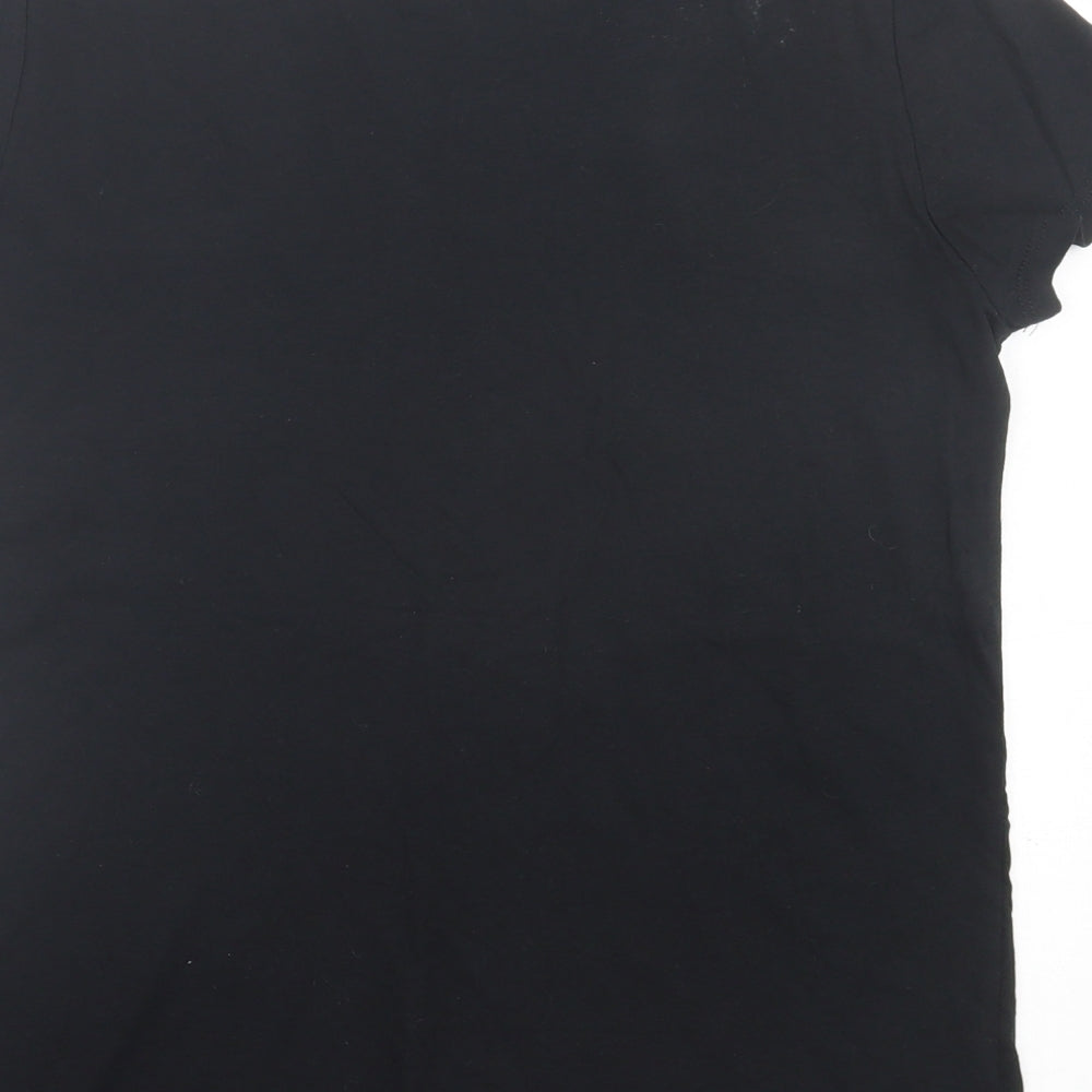 H&M Womens Black  Cotton Basic T-Shirt Size S Crew Neck