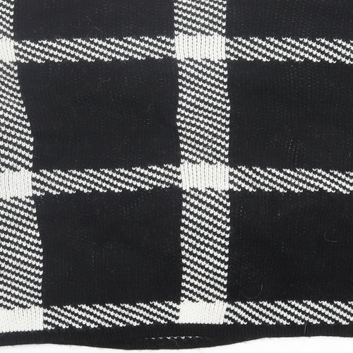 JENERIQUE Womens Black Crew Neck Check Acrylic Pullover Jumper Size L