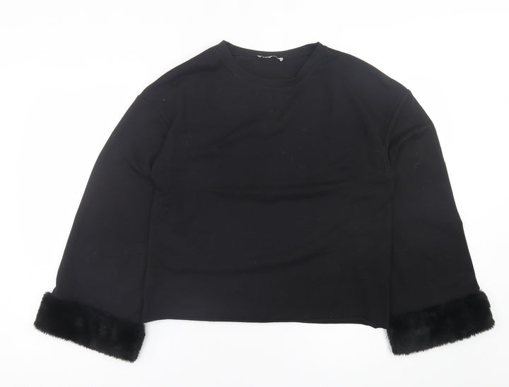 Zara Womens Black  Polyester Pullover Sweatshirt Size S  Pullover