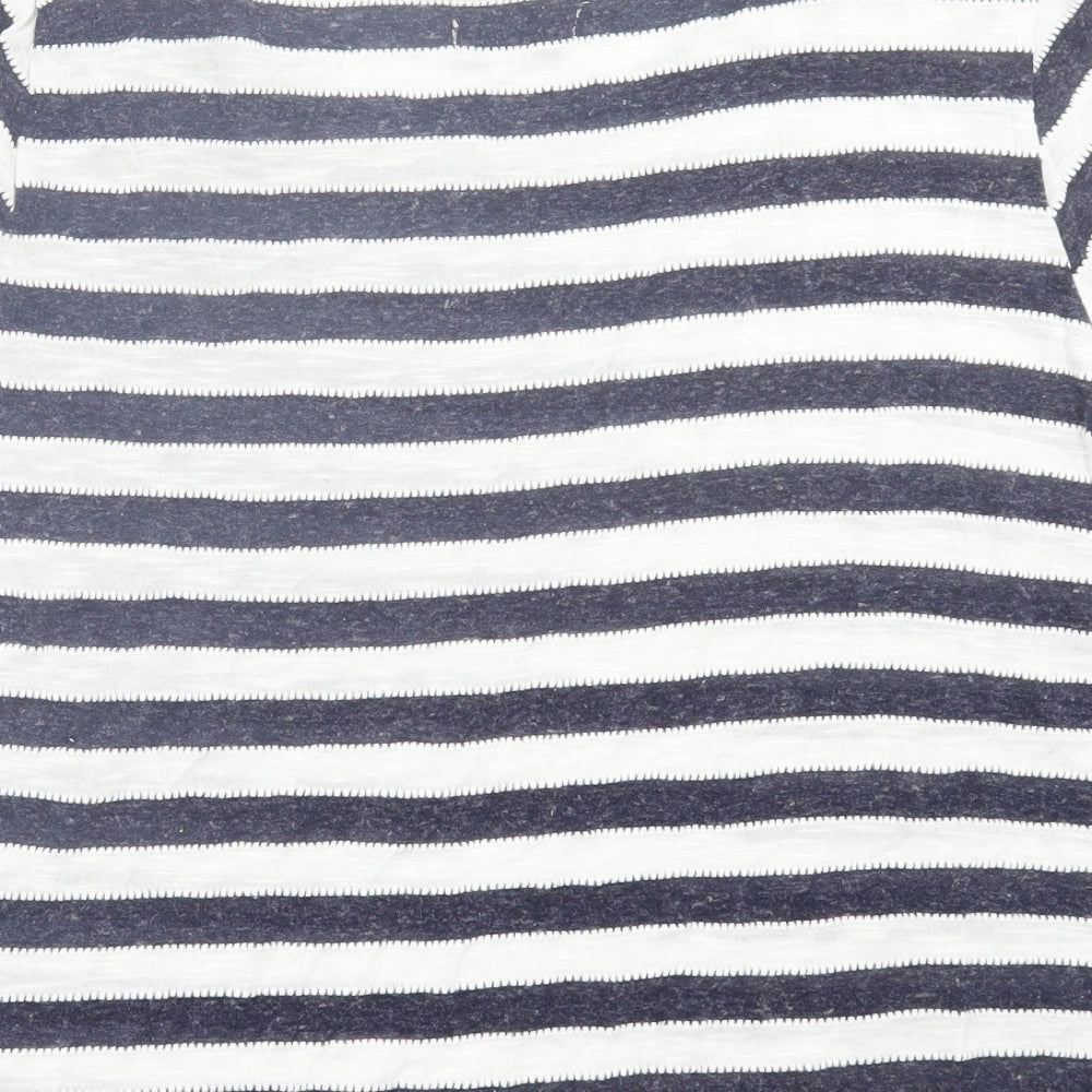 Papaya Womens White Striped Viscose Basic T-Shirt Size 16 Boat Neck