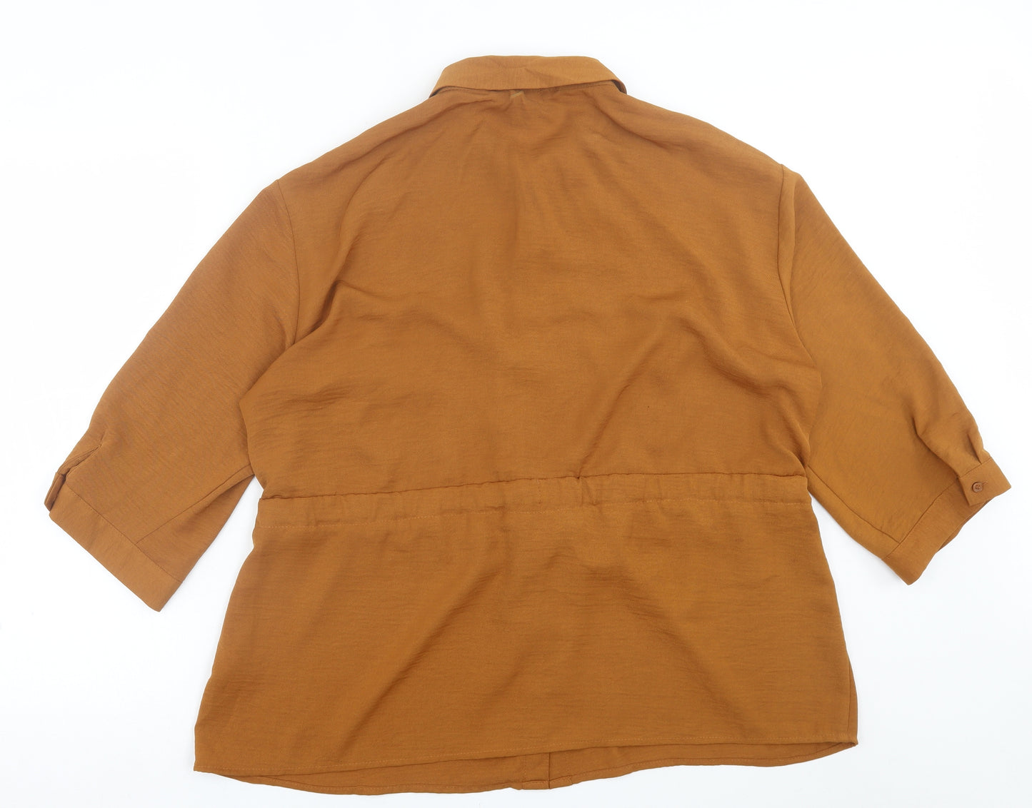 Primark Womens Brown  Polyester Basic Button-Up Size 18 Collared