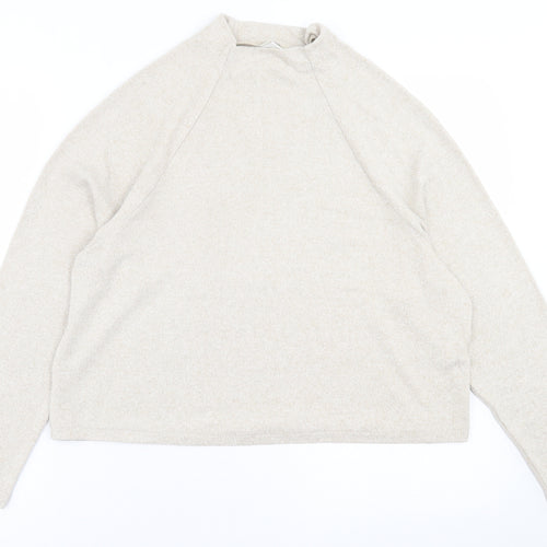 H&M Womens Beige High Neck  Viscose Pullover Jumper Size S