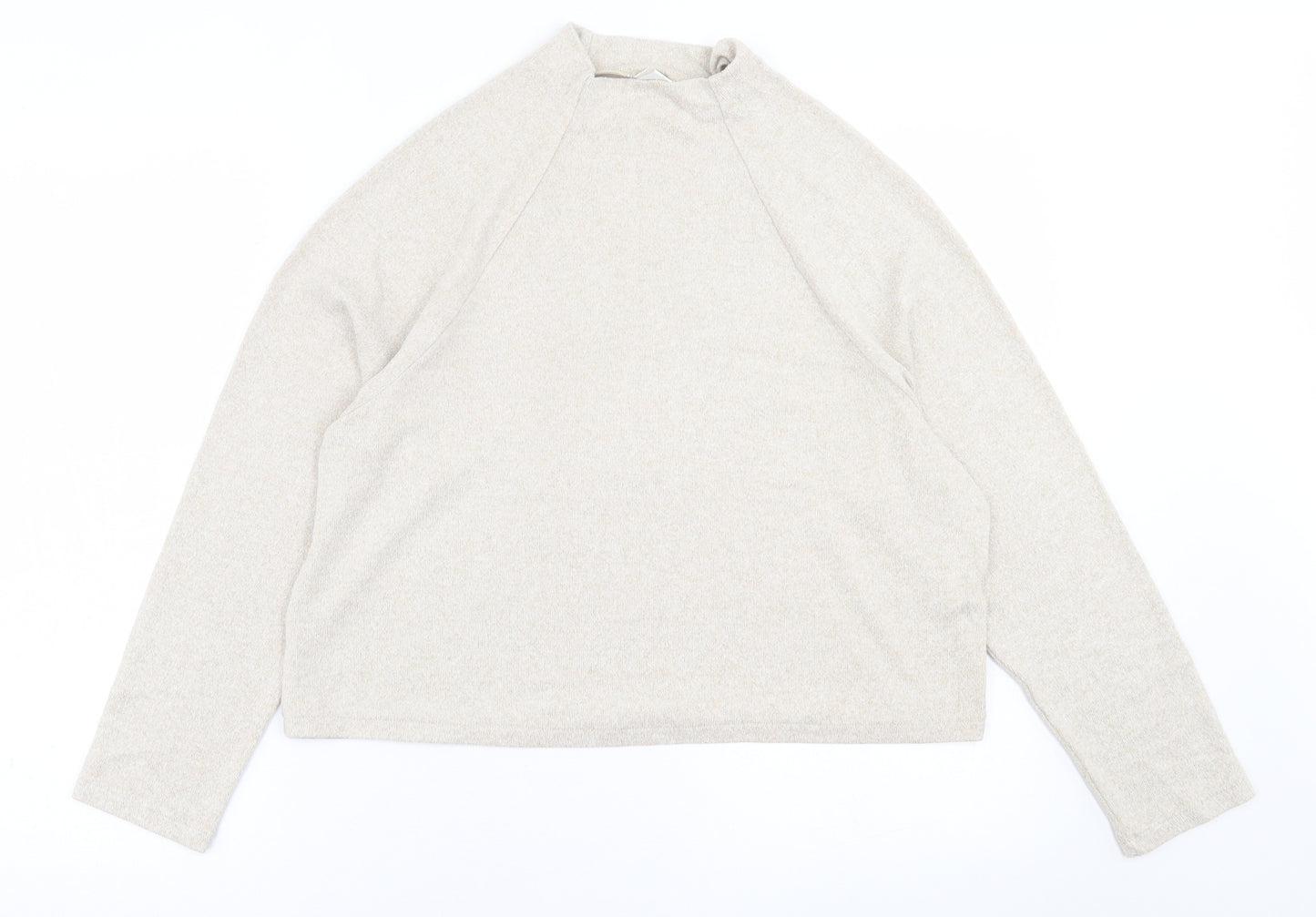 H&M Womens Beige High Neck  Viscose Pullover Jumper Size S