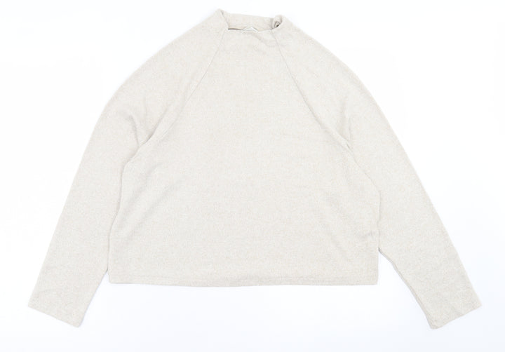 H&M Womens Beige High Neck  Viscose Pullover Jumper Size S