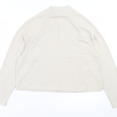 H&M Womens Beige High Neck  Viscose Pullover Jumper Size S