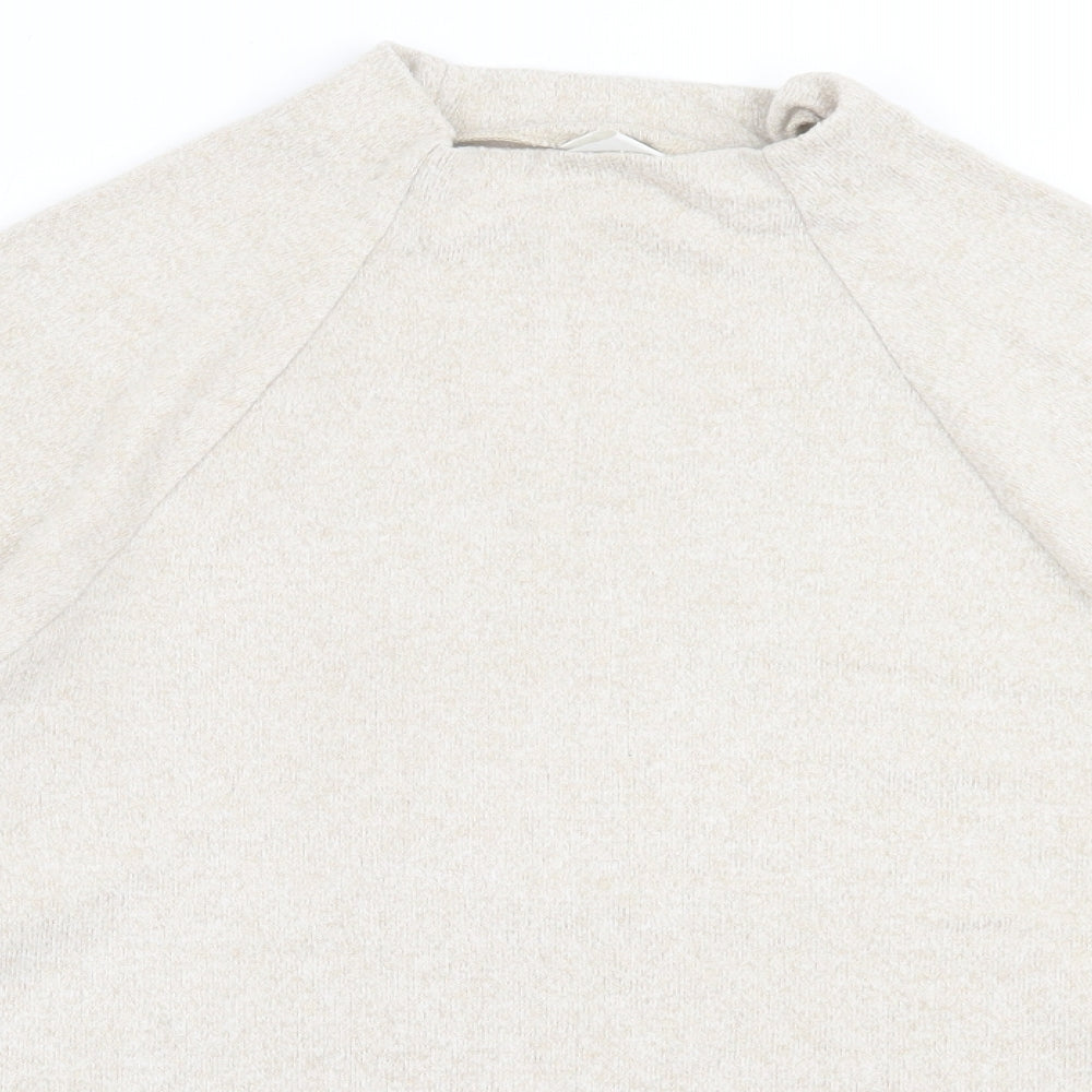 H&M Womens Beige High Neck  Viscose Pullover Jumper Size S