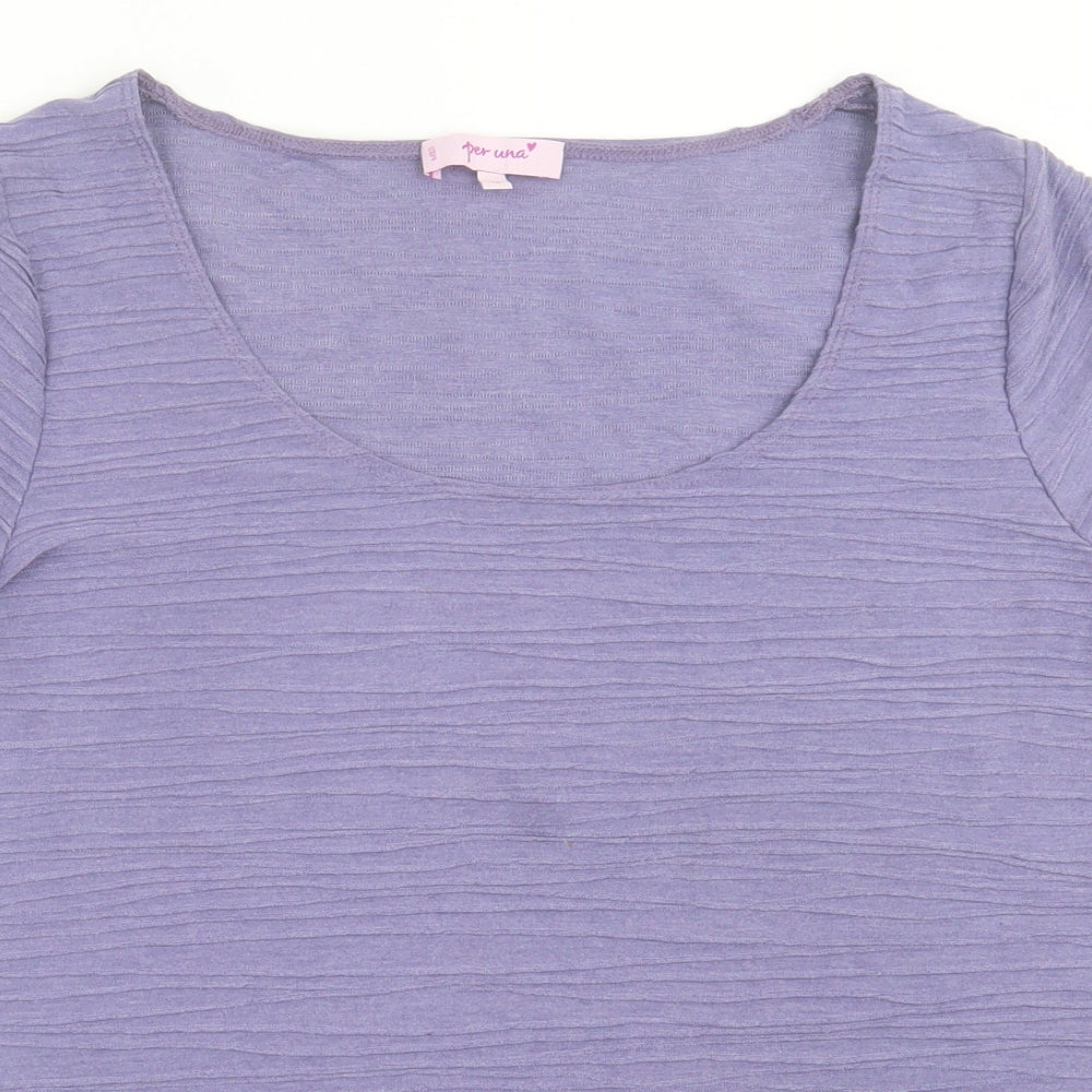 Per Una Womens Purple  Viscose Basic T-Shirt Size 16 Crew Neck