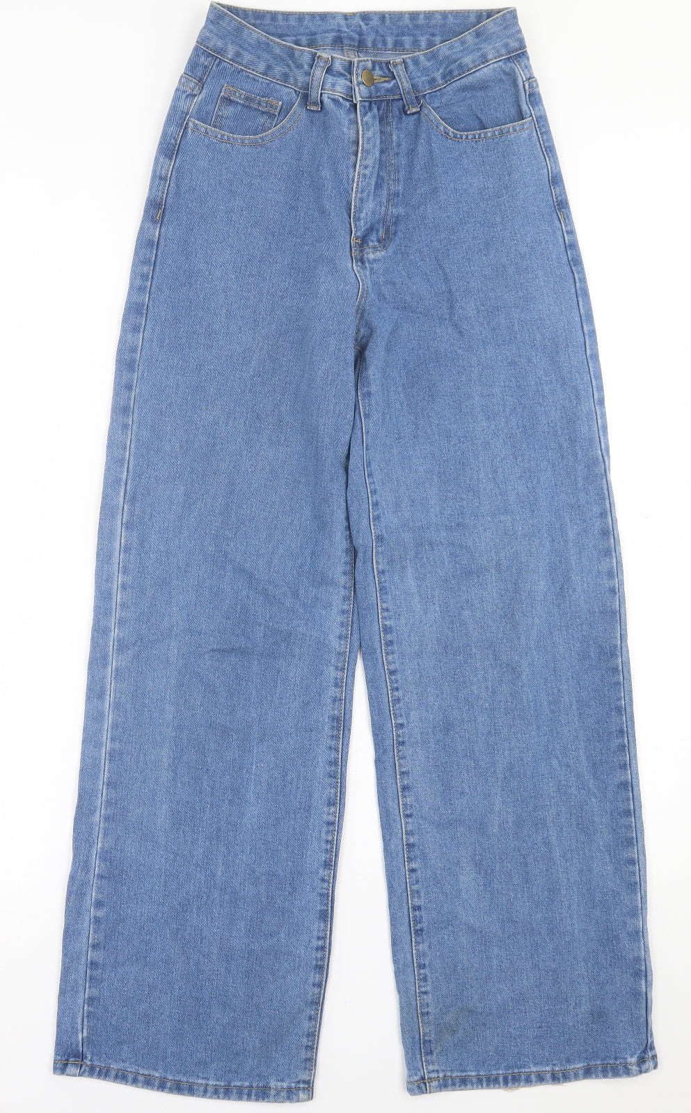 SheIn Womens Blue  Cotton Wide-Leg Jeans Size XS L29 in Regular Button