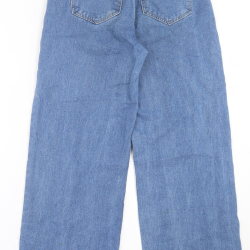 SheIn Womens Blue  Cotton Wide-Leg Jeans Size XS L29 in Regular Button