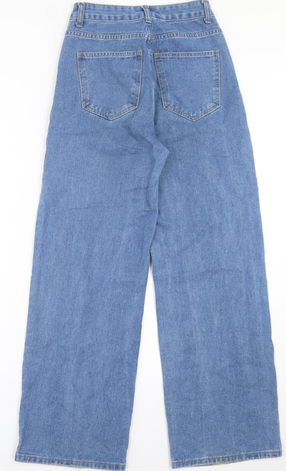 SheIn Womens Blue  Cotton Wide-Leg Jeans Size XS L29 in Regular Button
