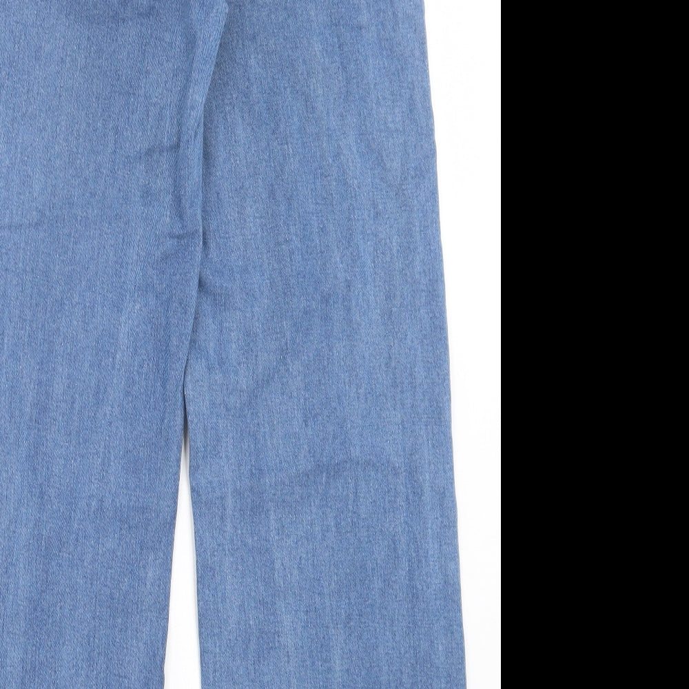 SheIn Womens Blue  Cotton Wide-Leg Jeans Size XS L29 in Regular Button