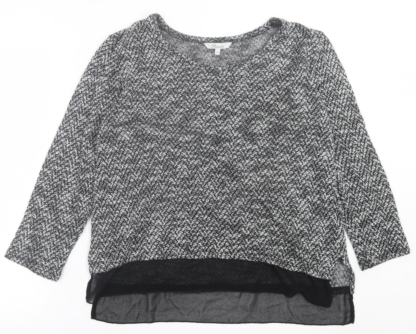 Peacocks Womens Black Crew Neck  Polyester Pullover Jumper Size M
