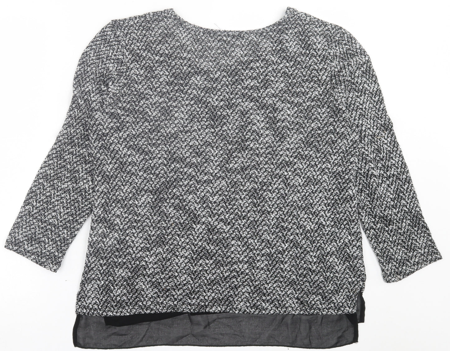 Peacocks Womens Black Crew Neck  Polyester Pullover Jumper Size M