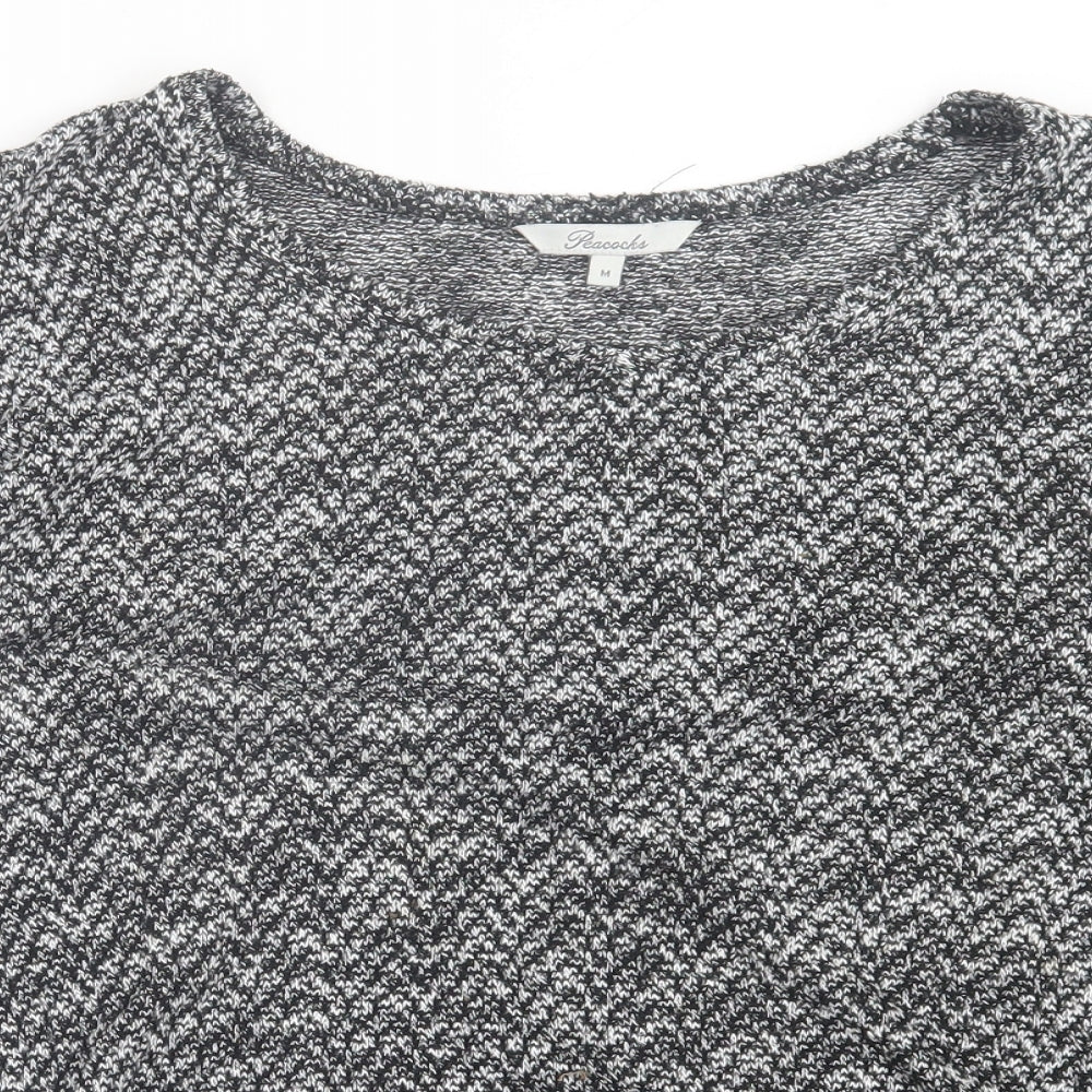 Peacocks Womens Black Crew Neck  Polyester Pullover Jumper Size M