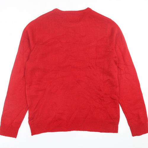Cedar Wood State Mens Red Crew Neck  Acrylic Pullover Jumper Size L   - Christmas jumper