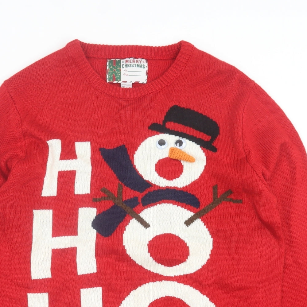 Cedar Wood State Mens Red Crew Neck  Acrylic Pullover Jumper Size L   - Christmas jumper