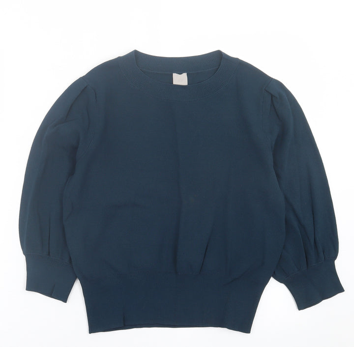 H&M Womens Green Crew Neck  Viscose Pullover Jumper Size M