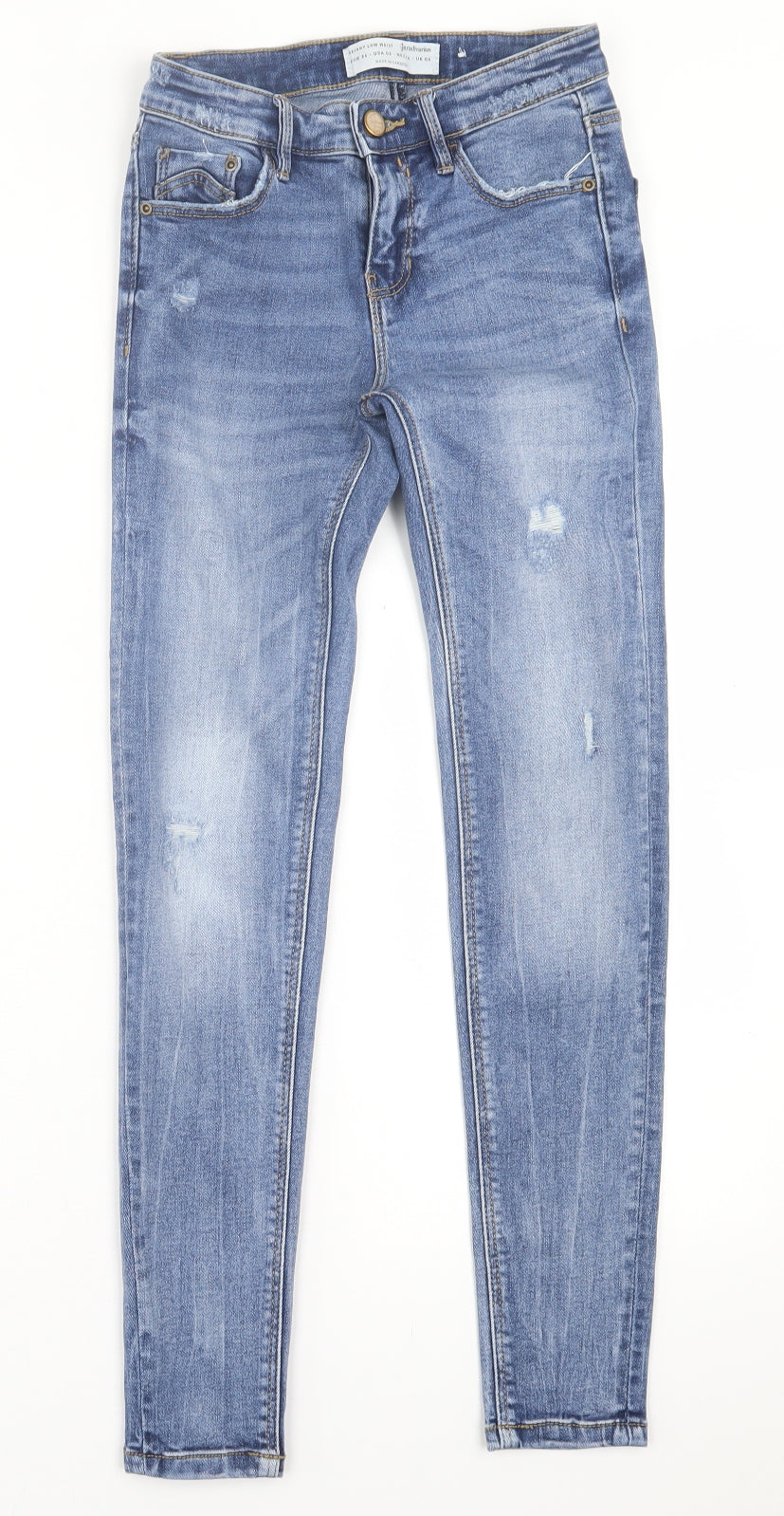 Stradivarius Womens Blue  Cotton Skinny Jeans Size 6 L27 in Regular Button