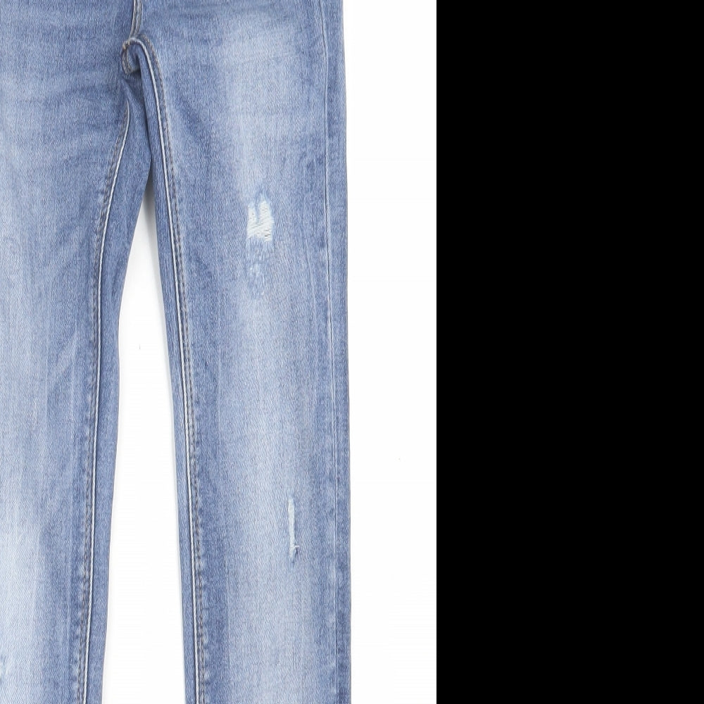 Stradivarius Womens Blue  Cotton Skinny Jeans Size 6 L27 in Regular Button