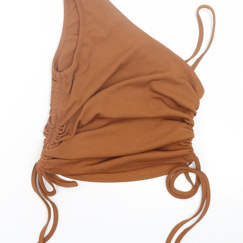 ROMWE Womens Brown  Polyacrylate Fibre Tunic Tank Size L Off the Shoulder