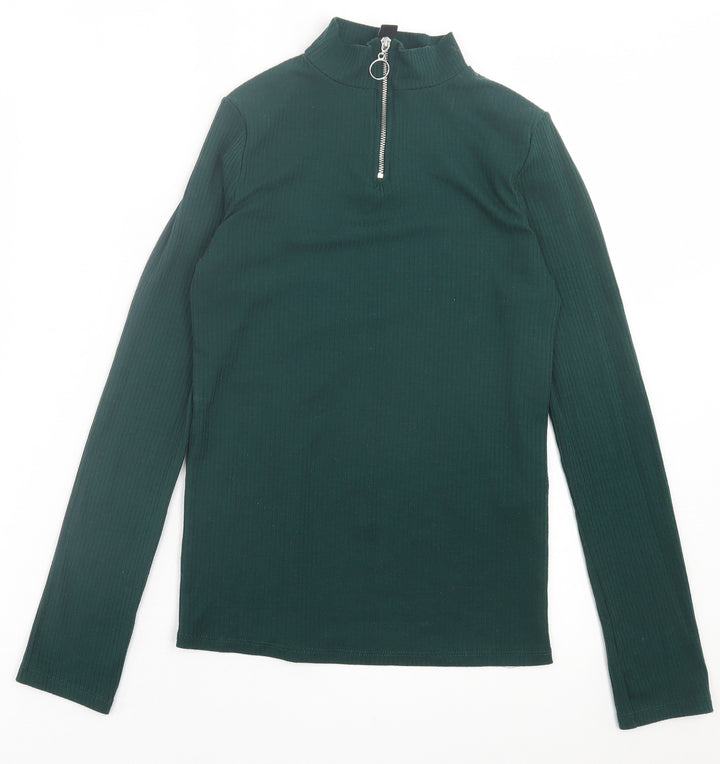 New Look Womens Green Polyester Pullover Sweatshirt Size 14 Zip