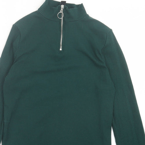 New Look Womens Green  Polyester Pullover Sweatshirt Size 14  Zip