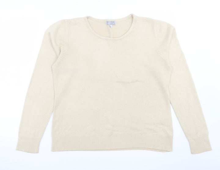 Debenhams Womens Beige Crew Neck Acrylic Pullover Jumper Size 16