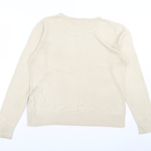 Debenhams Womens Beige Crew Neck  Acrylic Pullover Jumper Size 16