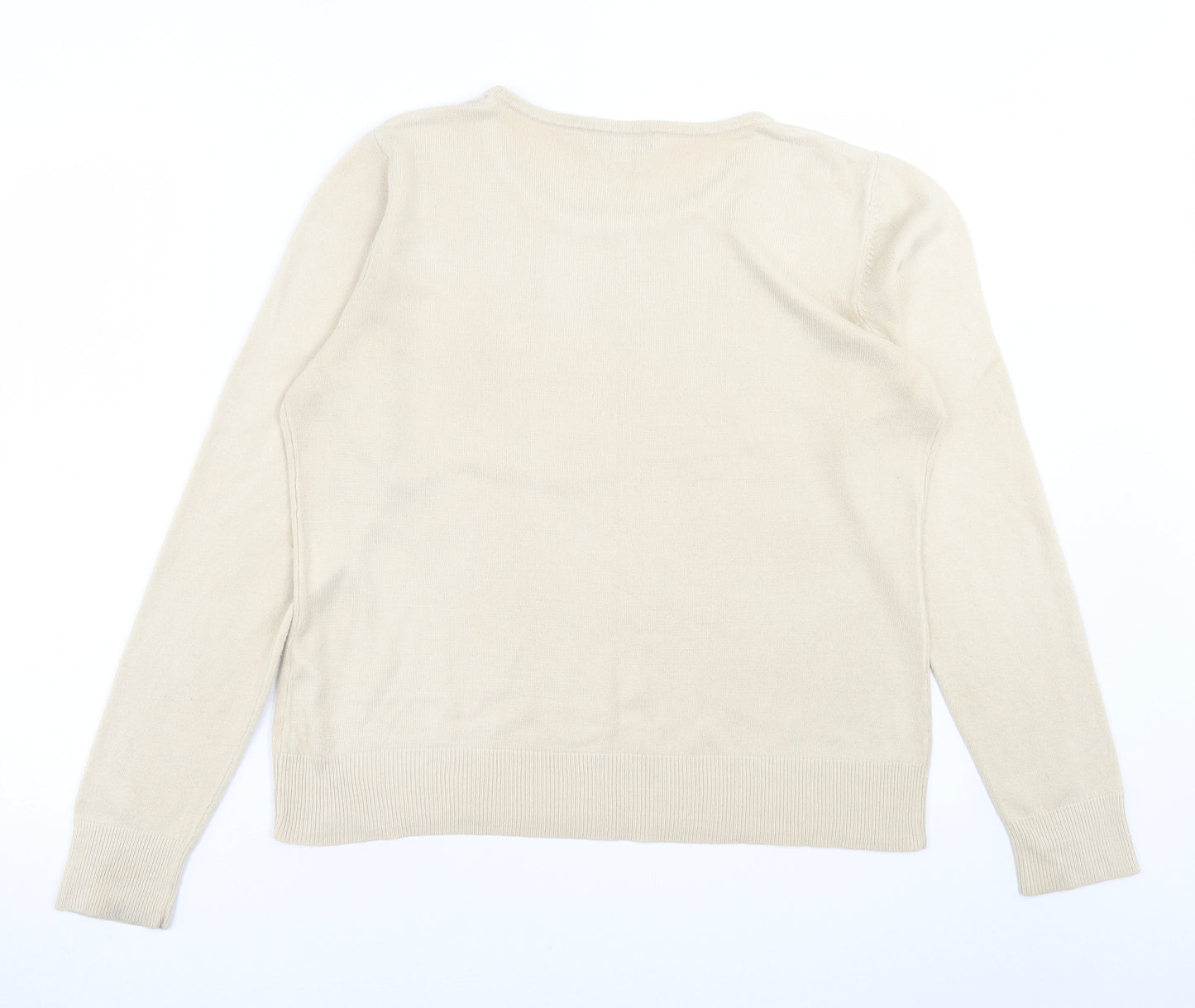 Debenhams Womens Beige Crew Neck  Acrylic Pullover Jumper Size 16