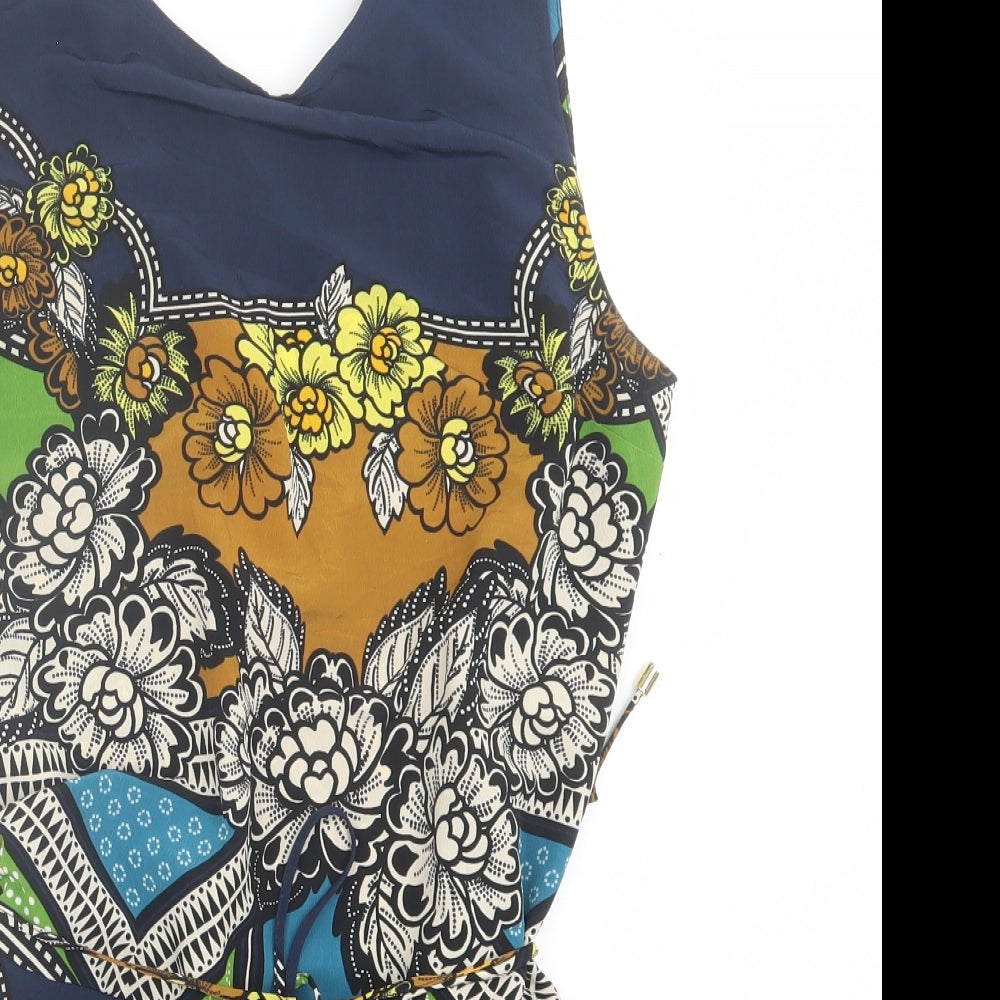 River Island Womens Multicoloured Geometric Polyester Playsuit One-Piece Size 12  Pullover