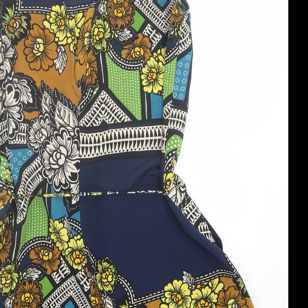 River Island Womens Multicoloured Geometric Polyester Playsuit One-Piece Size 12  Pullover