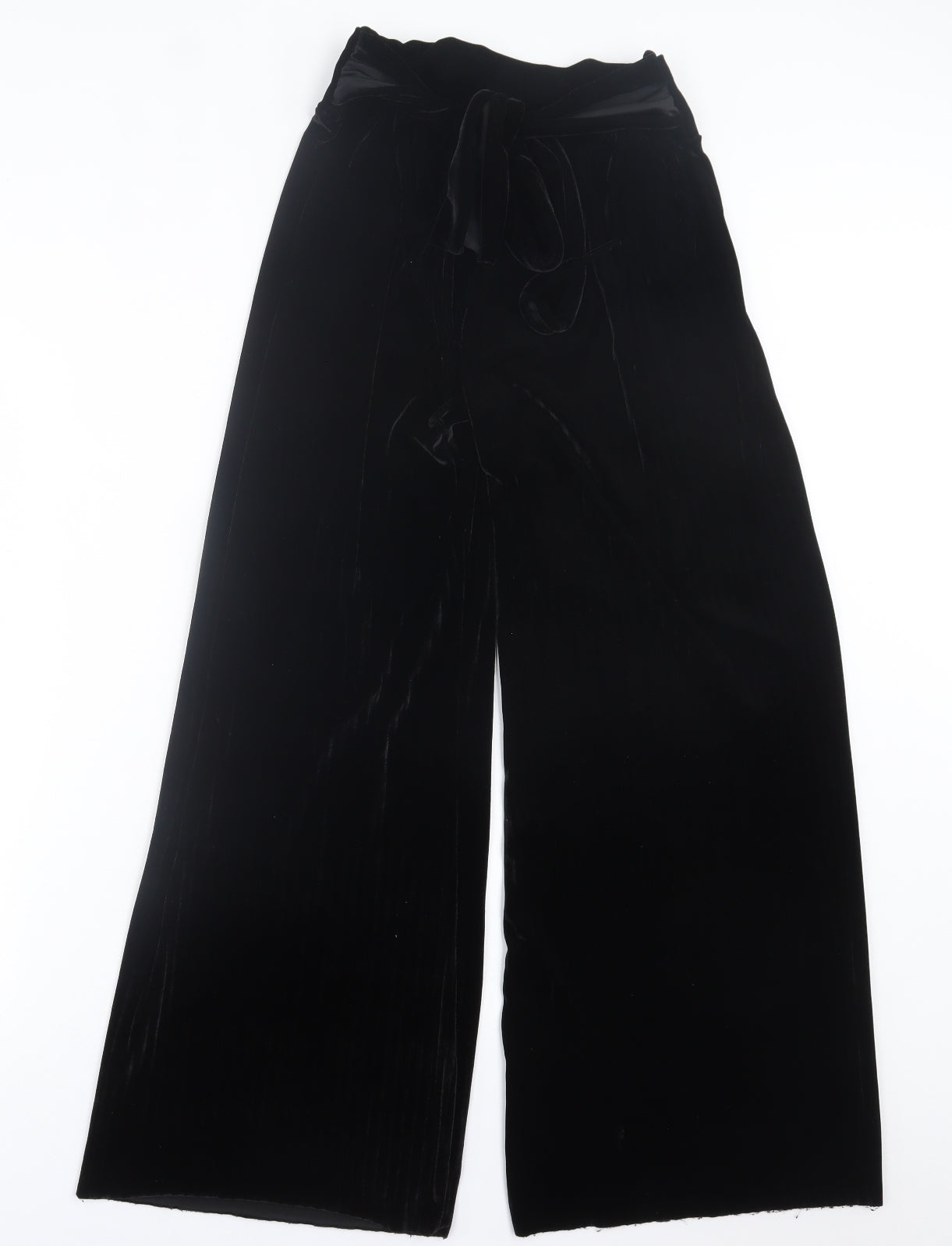 Preworn Womens Black  Polyester Trousers  Size 28 in L30 in Regular Tie