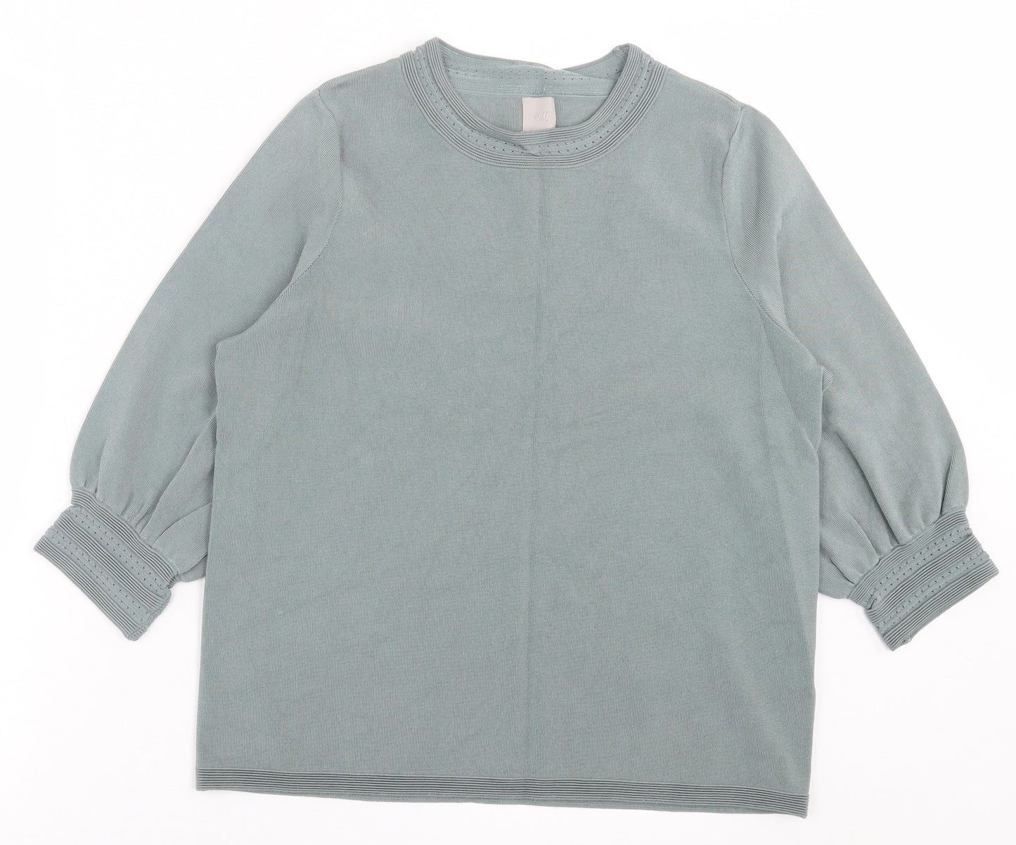 H&M Womens Green Crew Neck  Viscose Pullover Jumper Size M