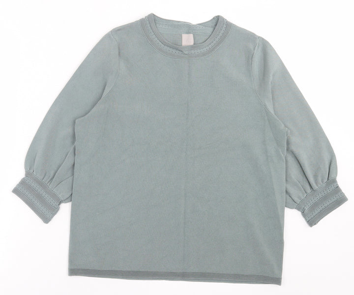 H&M Womens Green Crew Neck  Viscose Pullover Jumper Size M