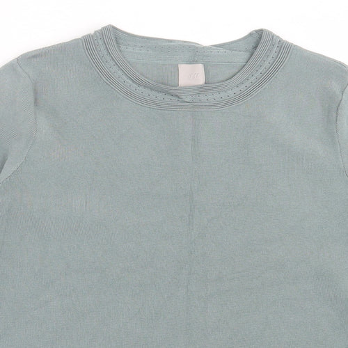 H&M Womens Green Crew Neck  Viscose Pullover Jumper Size M