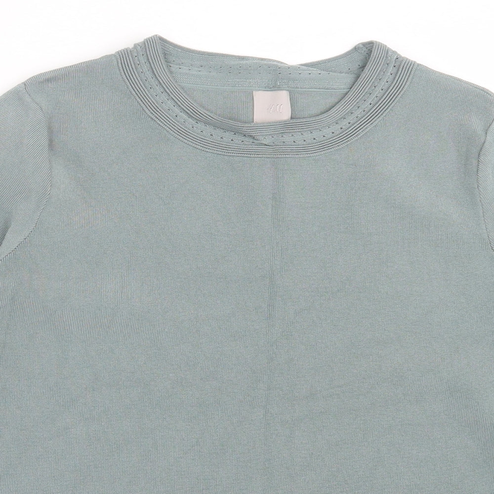 H&M Womens Green Crew Neck  Viscose Pullover Jumper Size M