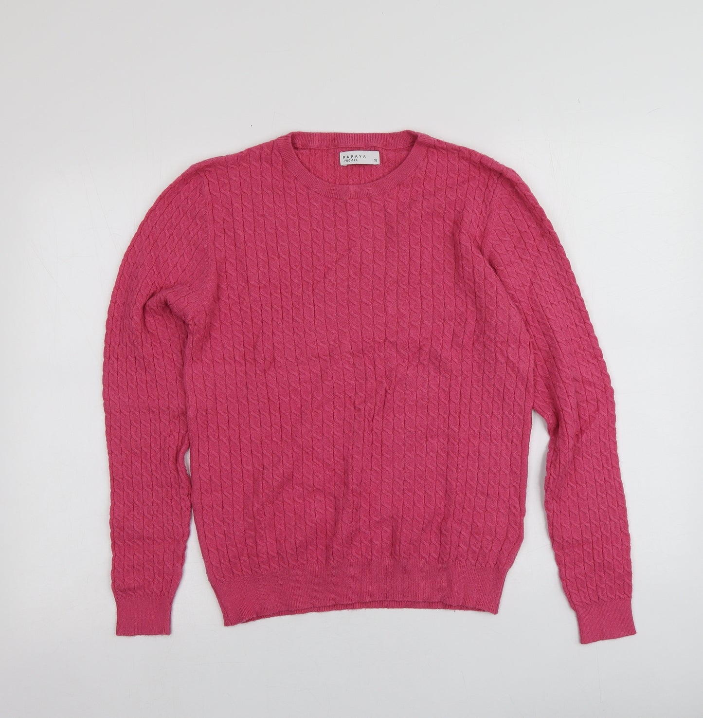 Papaya Womens Pink Round Neck  Viscose Pullover Jumper Size 16