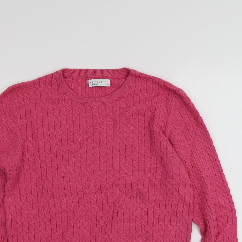 Papaya Womens Pink Round Neck  Viscose Pullover Jumper Size 16
