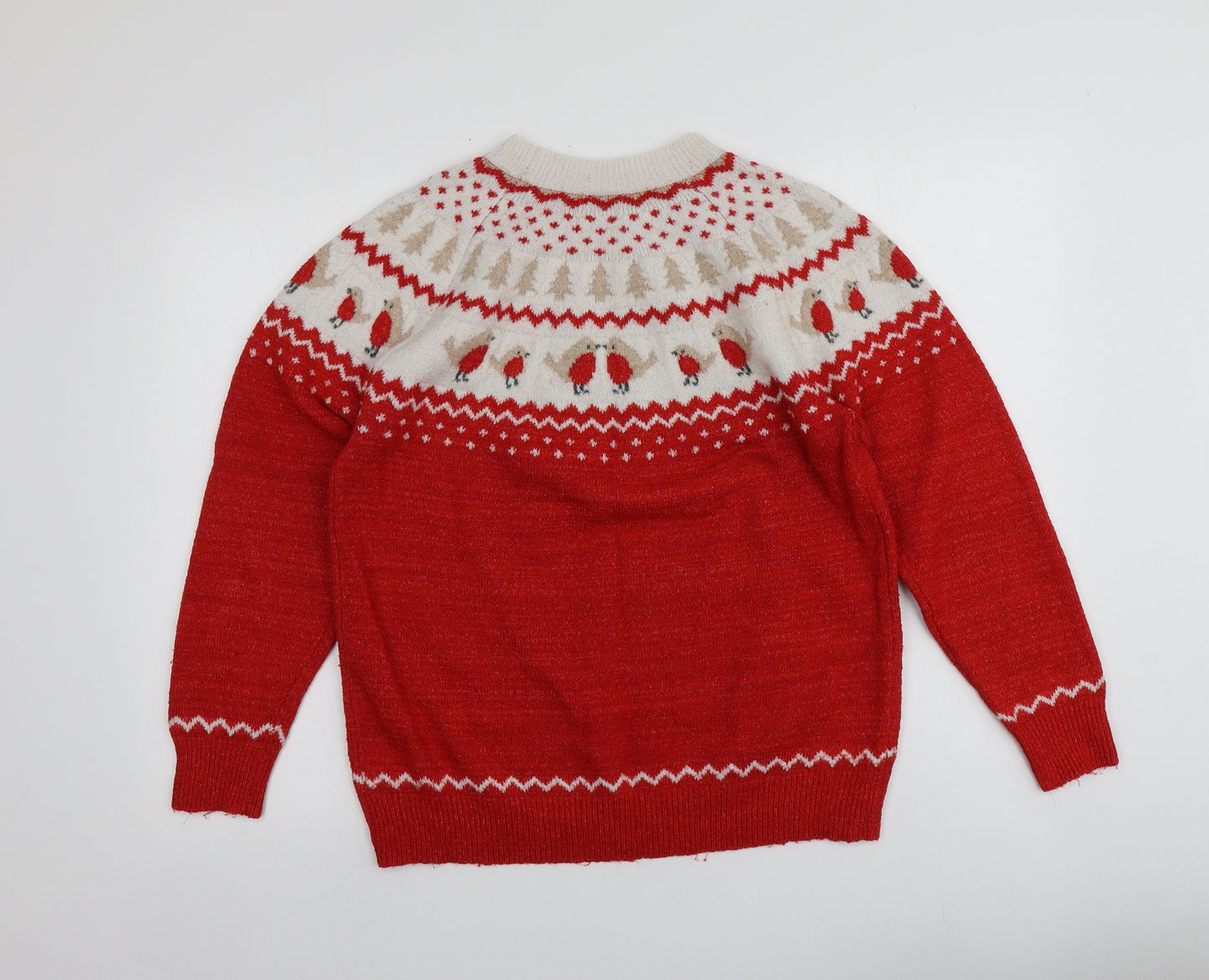 George Womens Red Round Neck Geometric Polyester Pullover Jumper Size L   - Santa Jumper