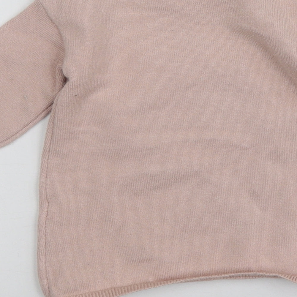Fred&Flo Girls Pink Geometric Viscose Pullover Jumper Size 0-3 Months