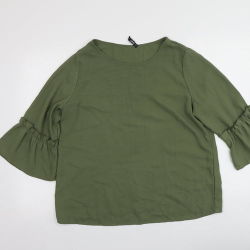 Quiz Womens Green  Polyester Basic T-Shirt Size 42 Round Neck