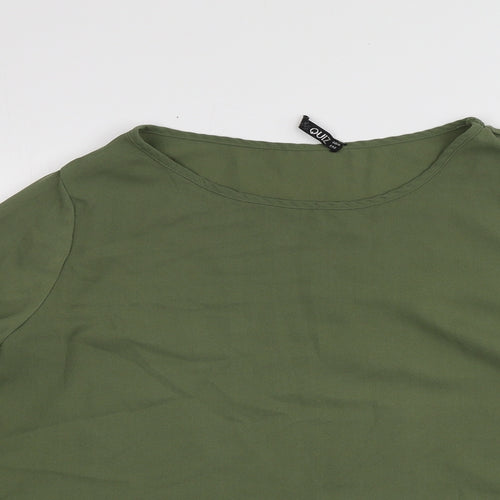 Quiz Womens Green  Polyester Basic T-Shirt Size 42 Round Neck