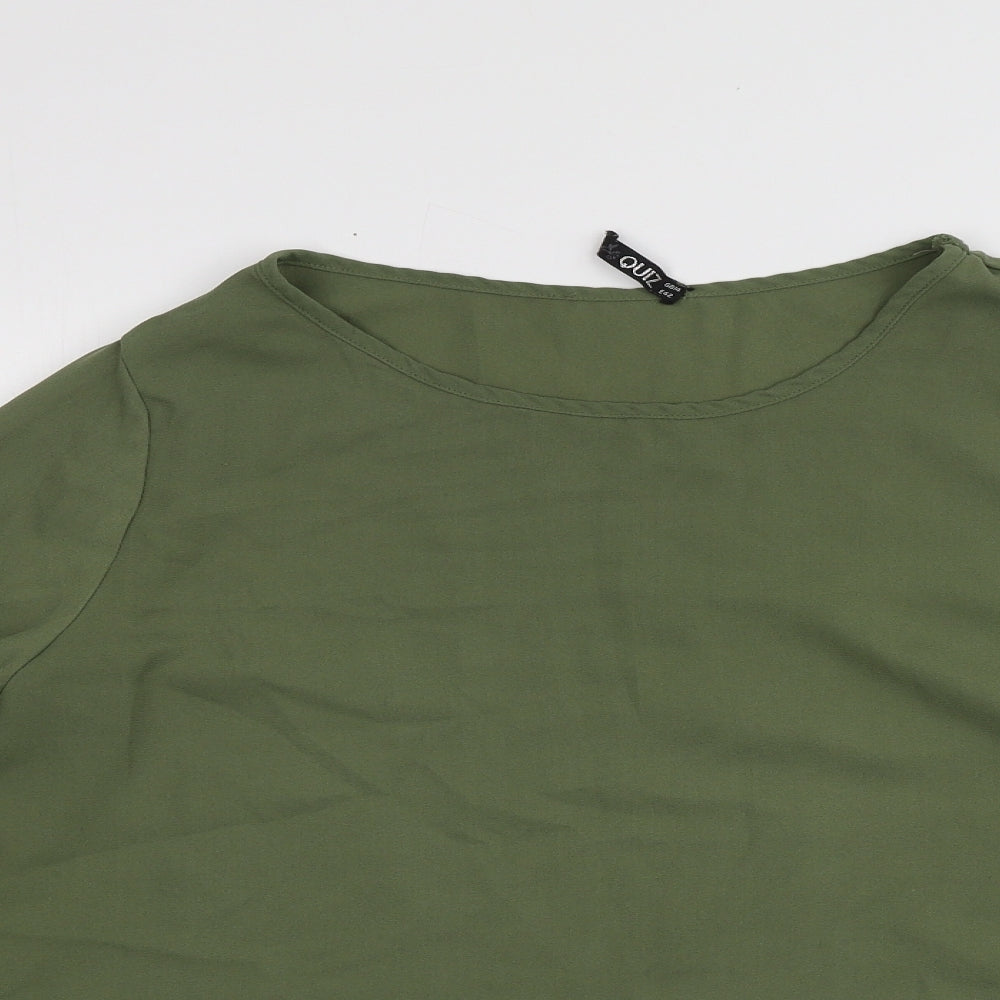 Quiz Womens Green  Polyester Basic T-Shirt Size 42 Round Neck