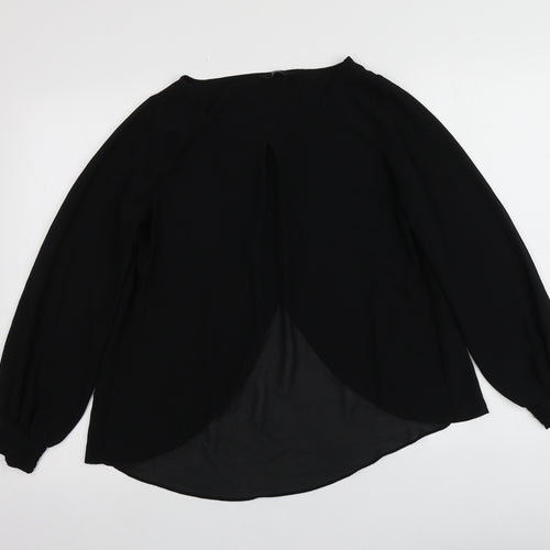 F&F Womens Black  Polyester Basic Blouse Size 10 Round Neck