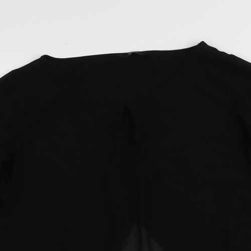 F&F Womens Black  Polyester Basic Blouse Size 10 Round Neck