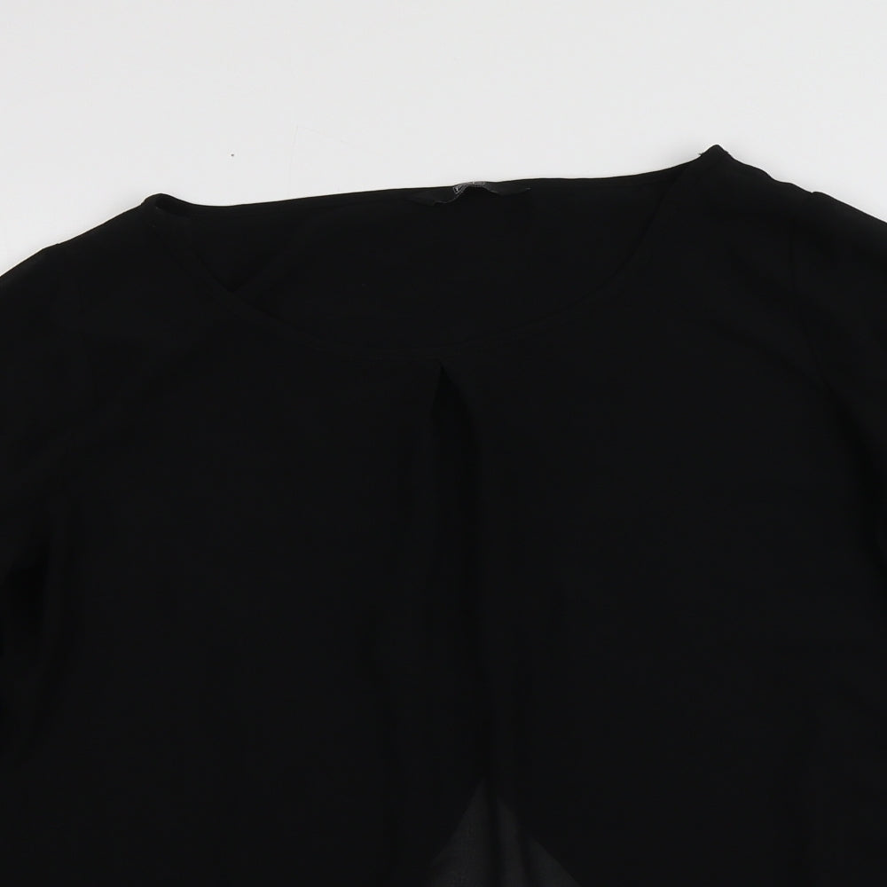 F&F Womens Black  Polyester Basic Blouse Size 10 Round Neck