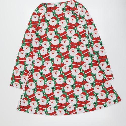 Alt Womens Multicoloured Geometric Polyester Trapeze & Swing  Size M  Round Neck  - Santa Dress