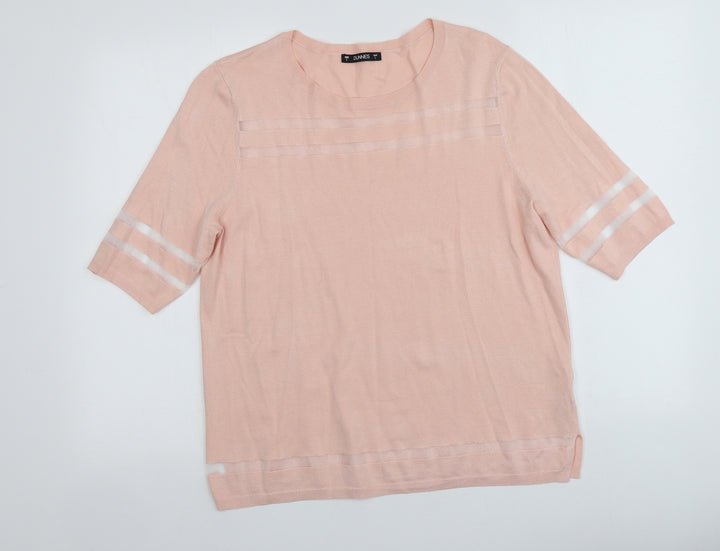 Dunnes Stores Womens Pink Round Neck Viscose Pullover Jumper Size L